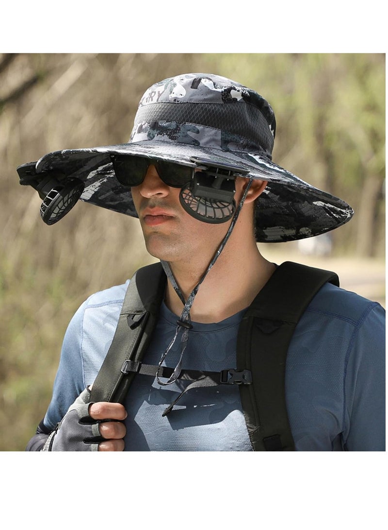 Loquat Electric Solar Fan Clip-on Hat Fan Solar u0026 USB Charging Speed Adjustable Low Noise 7 Blades Design Strong Wind Mini Solar Power Portable Fan Black - Image 4