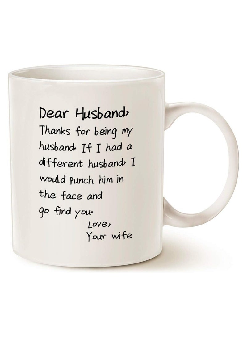 Valentines Day Gifts Husband Coffee Mug, Best Gifts for Husband Dad Father Cup, White 11 Oz