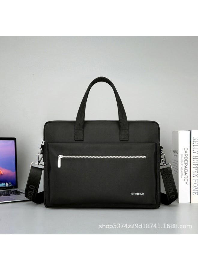 Chaowei Paul Horizontal Men's Laptop Bag Oxford Cloth Business Leisure Travel Briefcase Conference Bag-Color:Horizontal Small Black - Image 1