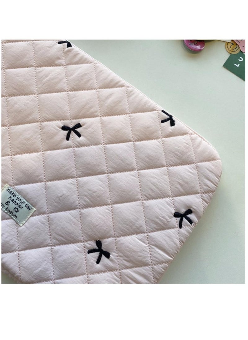 Excefore Puffy Laptop Sleeve Case Cute Quilted Computer Bag, 13 Inch Bow Embroidery Printed Laptop Carrying Cases, Coquette Aesthetics Protective Cover, Compatible with 11" 13" 15" Notebook  - Image 5