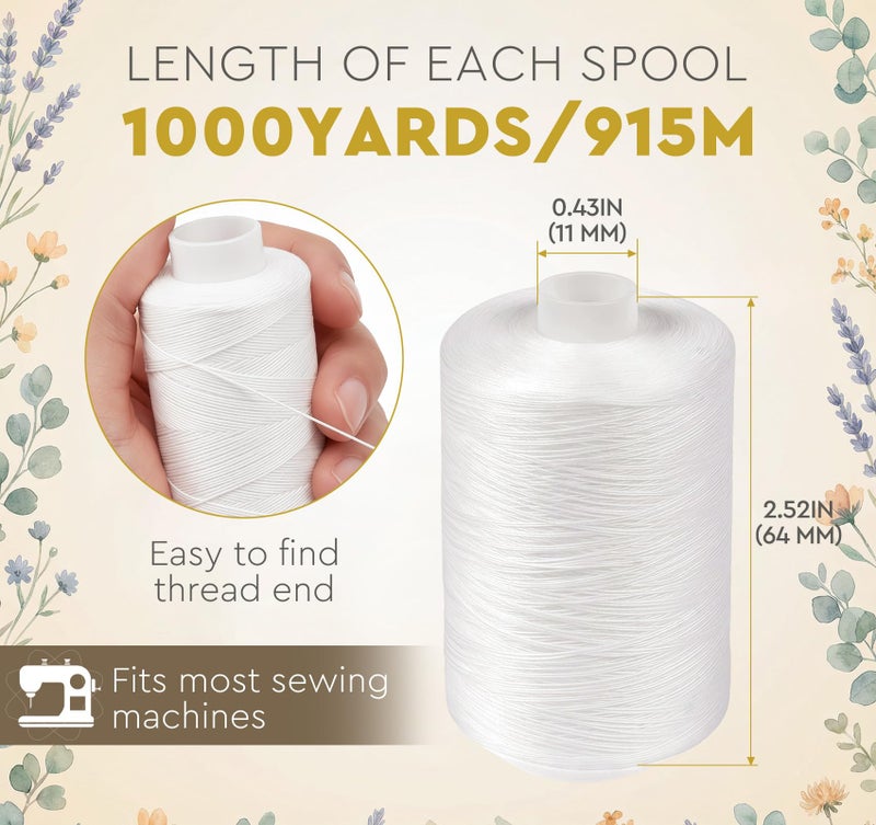 StiVerse 2PCS Thread - 1000Yard White All Purpose Sewing Machine Thread for Sewing - Image 3