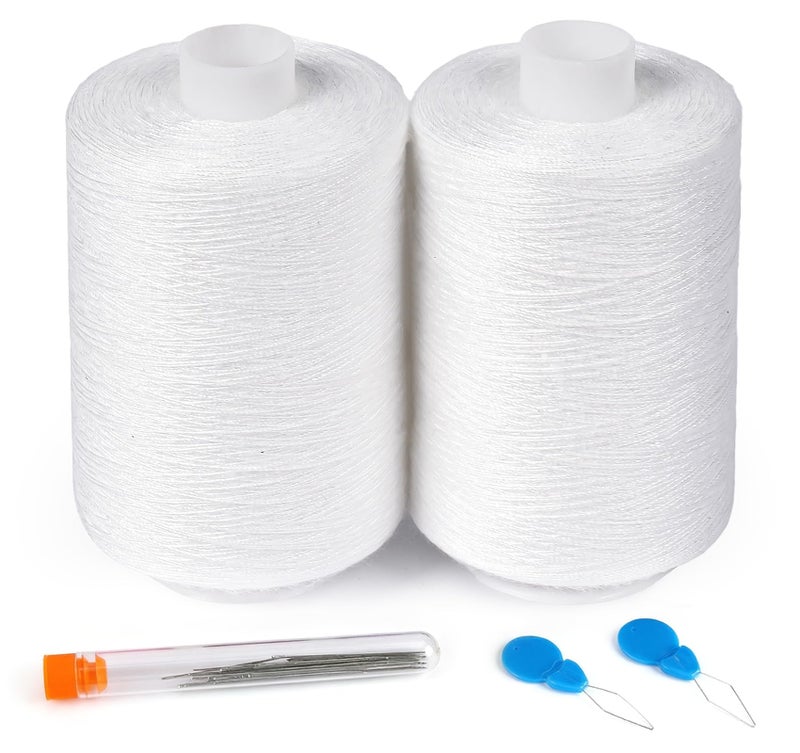 StiVerse 2PCS Thread - 1000Yard White All Purpose Sewing Machine Thread for Sewing - Image 1