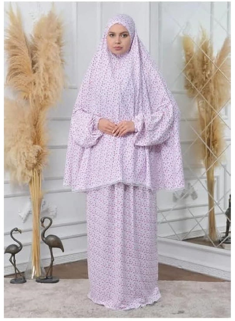 Generic Comfortable prayer with this premium quality 2-piece prayer set: light and cool, fits all sizes with a design that avoids showing body lines, available in pink and blue colors, one size multi-color  - Image 2