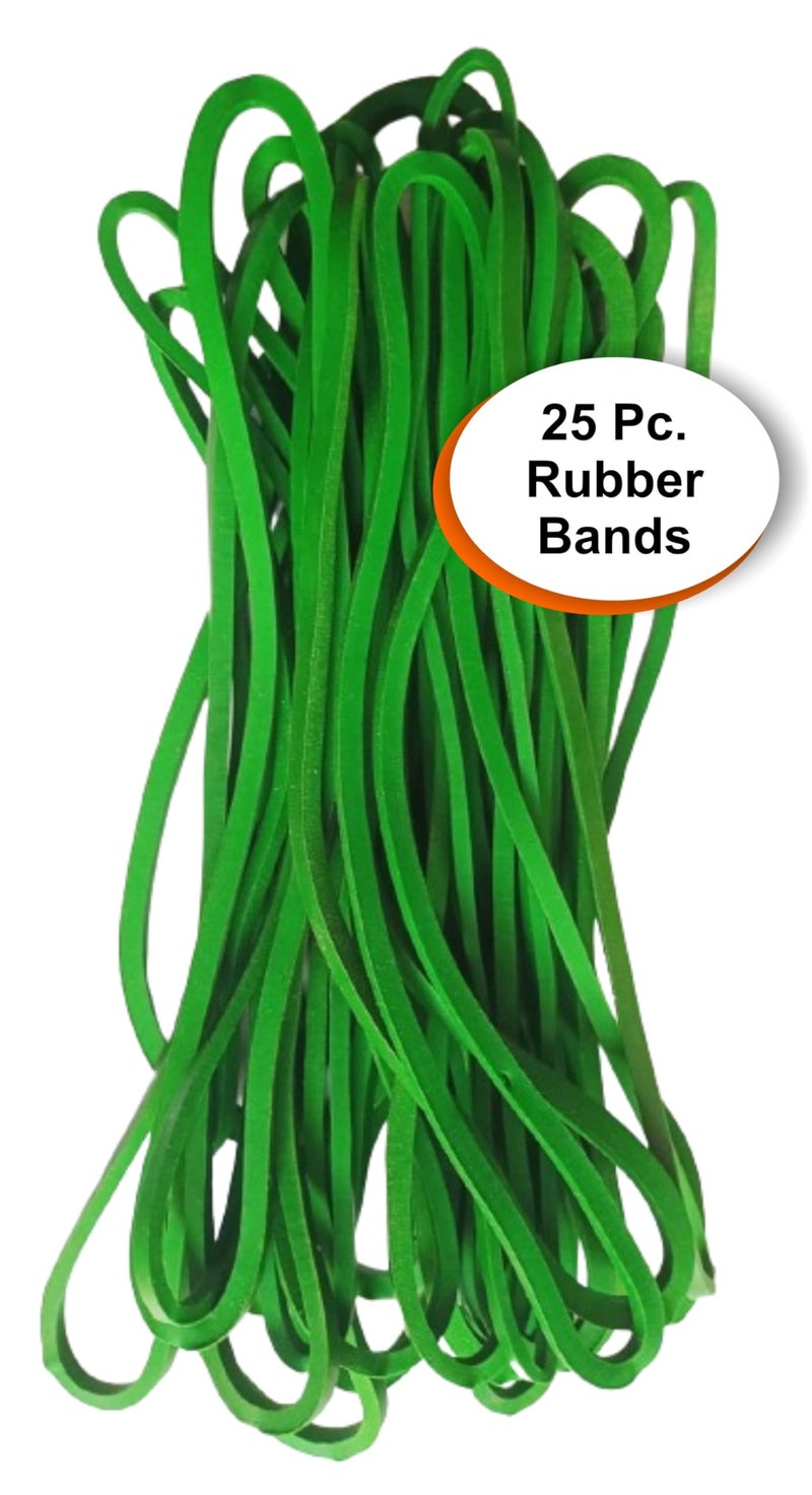 IMPRINT Large Rubber Bands, 25 Pcs Long Rubber Bands, Heavy Duty, Office Supplies, Home and kitchen, Green Color, 7.5 inch x 1/8 Inches (19 cm x 3 mm) - Image 3