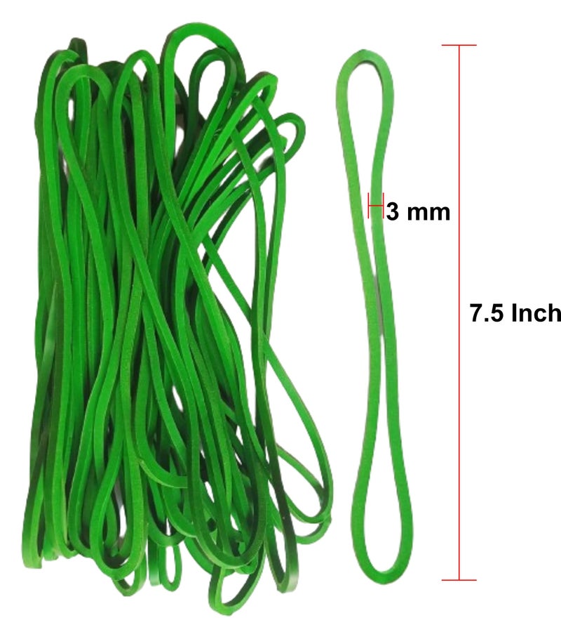 IMPRINT Large Rubber Bands, 25 Pcs Long Rubber Bands, Heavy Duty, Office Supplies, Home and kitchen, Green Color, 7.5 inch x 1/8 Inches (19 cm x 3 mm) - Image 2