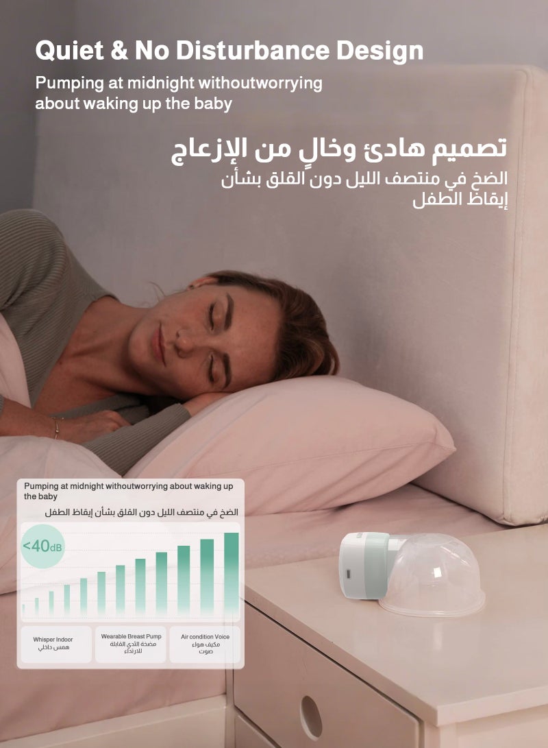 ULHYC Two-pack of hands-free, wearable, electric single-sided breast pumps with 3 modes and 19 speed settings, featuring an LED display (green/white). - Image 4