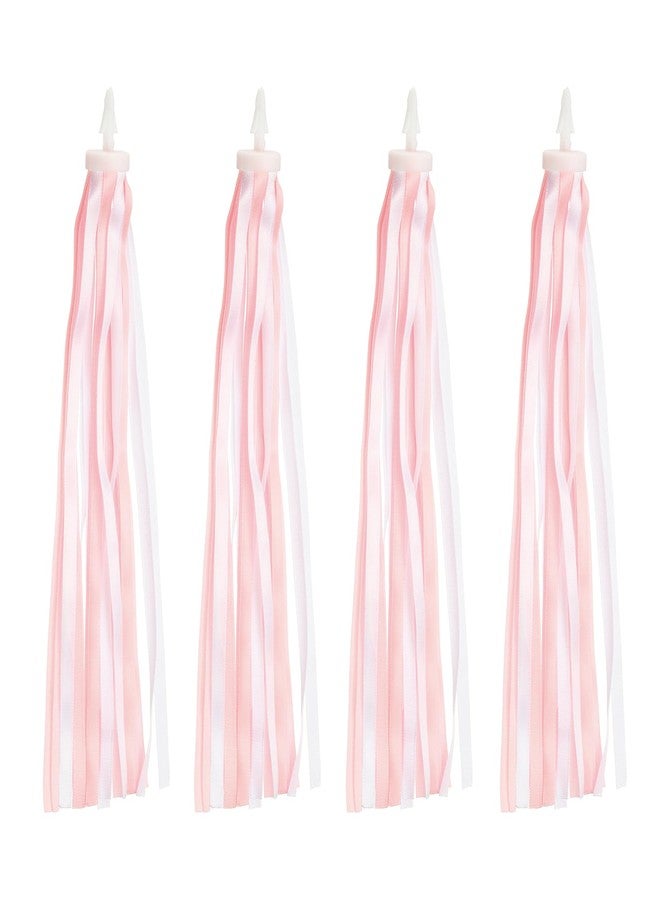 PATIKIL Bike Streamers, 2 Pair Colorful Scooter Handlebar Tassels Grips Ribbon Accessories Decorations for Bicycle Tricycle Handles, Pink White - Image 1