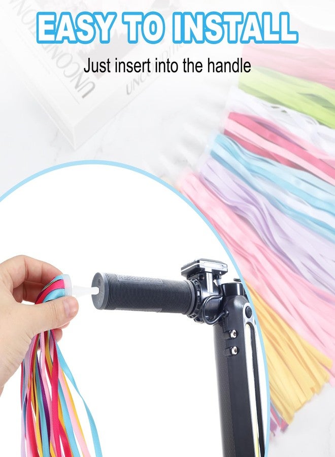 PATIKIL Bike Streamers, 2 Pair Colorful Scooter Handlebar Tassels Grips Ribbon Accessories Decorations for Bicycle Tricycle Handles, Pink White - Image 4