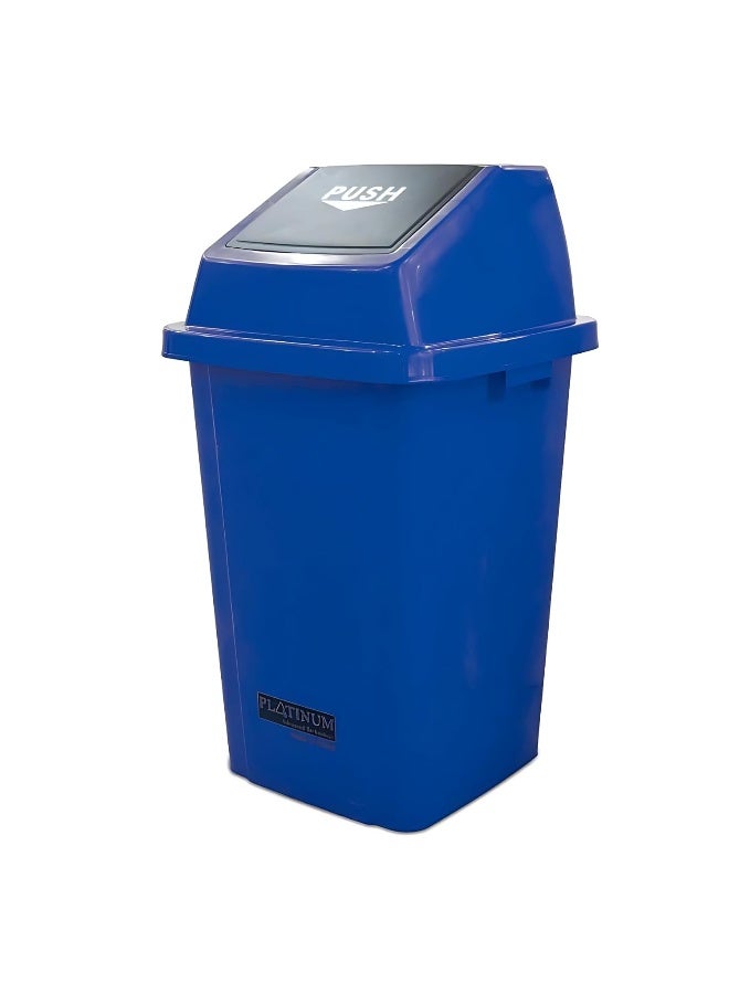 AKC Square Plastic Push-Lid Waste Bin – 25L-40L-60L-100L – Durable, Color-Coded Trash Can for Office, Commercial, Home – Space-Saving Design – Blue, Red, Green, Yellow, Grey (Blue, 100 Liters) 