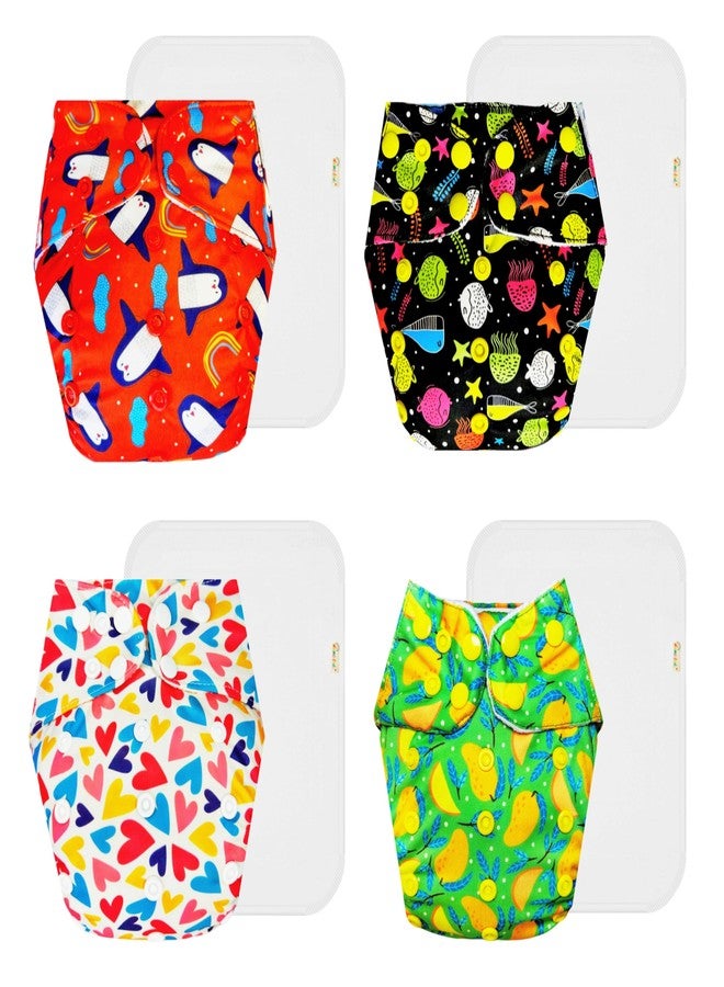 Dumbledo Premium Cloth Diaper with Cotton Insert (Pack of 4) | Snug Fit | Leakproof | Adjustable Snaps | Designed by Moms | 3 Months - 3 Years | Unisex Baby - Image 1