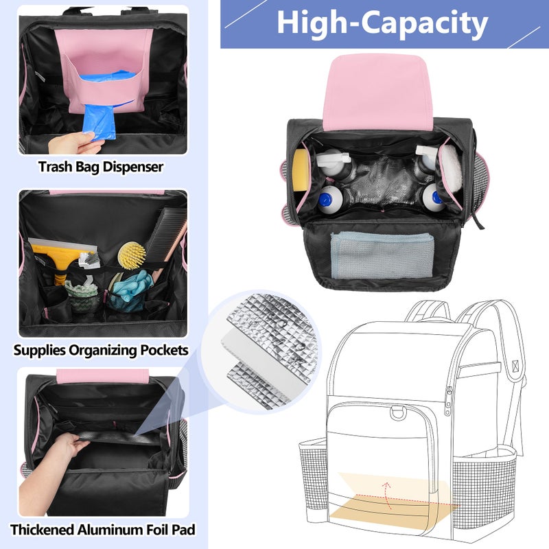 LoDrid Cleaning Bag with Thickened Adjustable Shoulder Straps, Large Cleaning Caddy Organizer with Multiple Pockets for Cleaning and Housework, Pink (Patent Designed) - Image 3