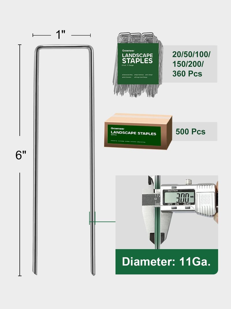 GROWNEER Landscape Staples 100 Packs 6 Inches Heavy Duty 11 Gauge Galvanized Steel Garden Stakes, Garden Staples Securing Pegs for Securing Weed Fabric Landscape Fabric Netting Ground Sheets & Fences - Image 2
