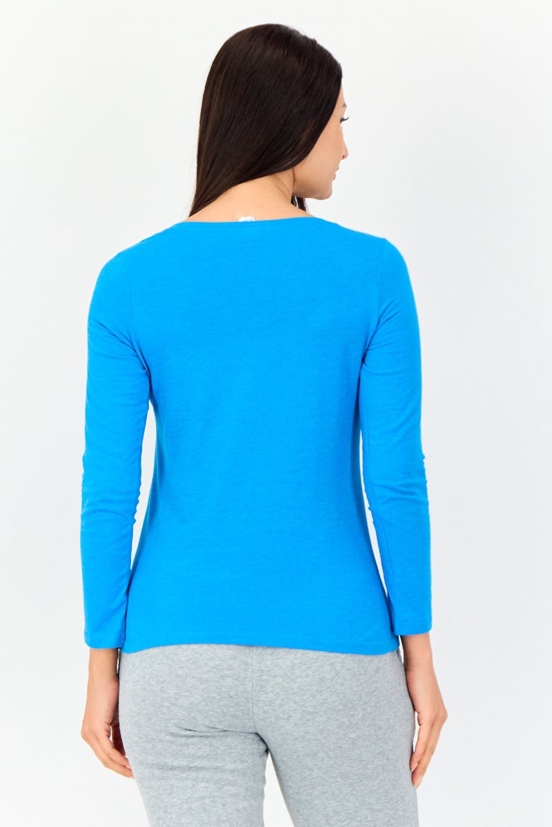 zivame Women Graphic Print Long Sleeves Pajama Top, Blue - Image 3