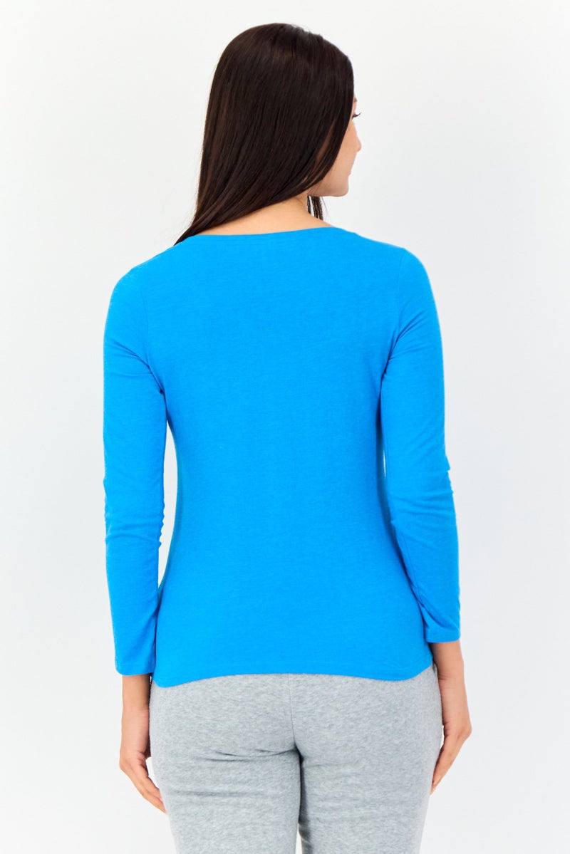 zivame Women Graphic Print Long Sleeves Pajama Top, Blue - Image 2