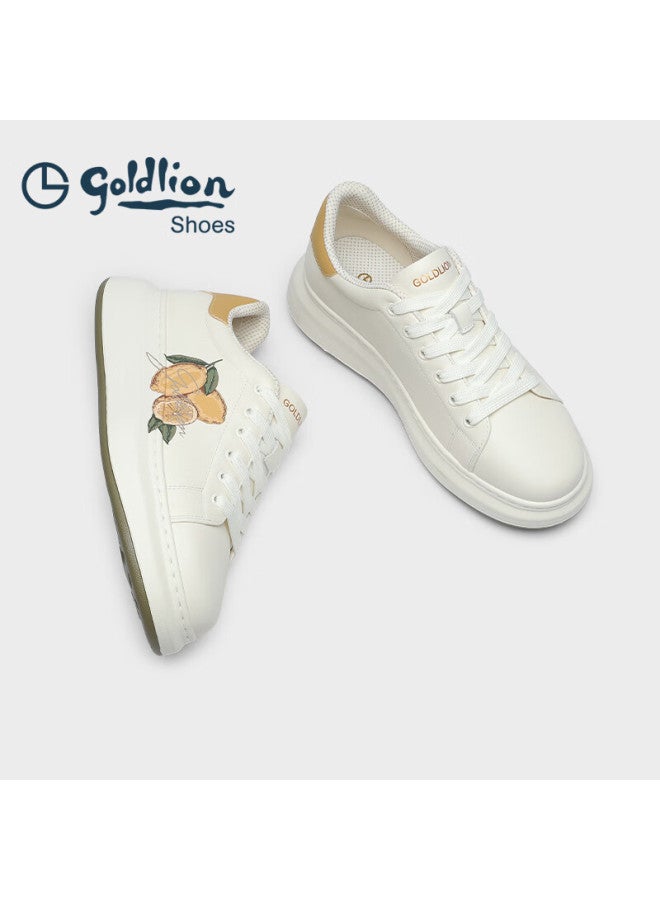 Goldlion Men's Autumn Casual Versatile Sneakers Thick Sole Height Increasing White Yellow G578530305bhe Size 43 - Image 2