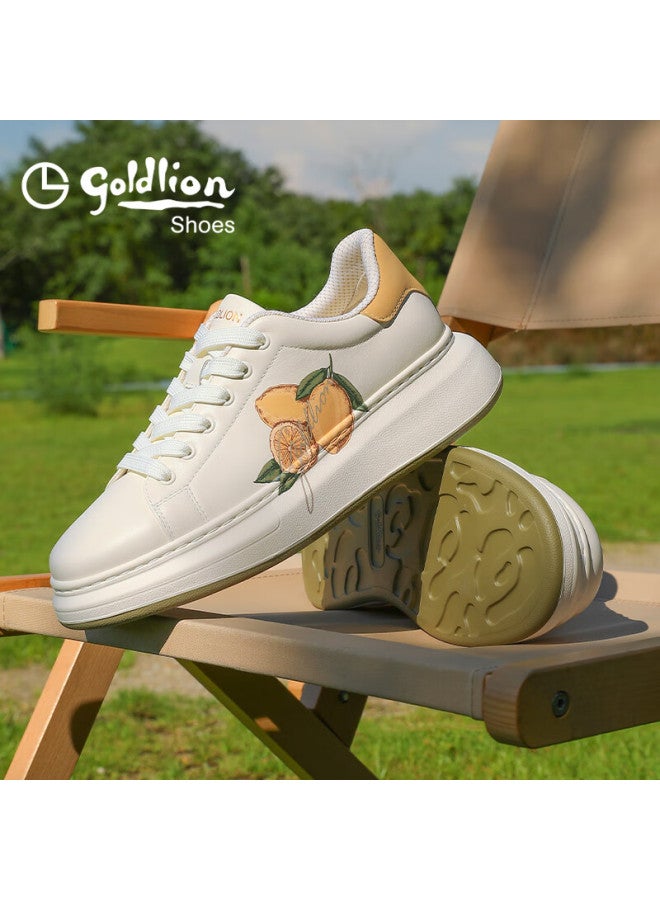 Goldlion Men's Autumn Casual Versatile Sneakers Thick Sole Height Increasing White Yellow G578530305bhe Size 43 - Image 4