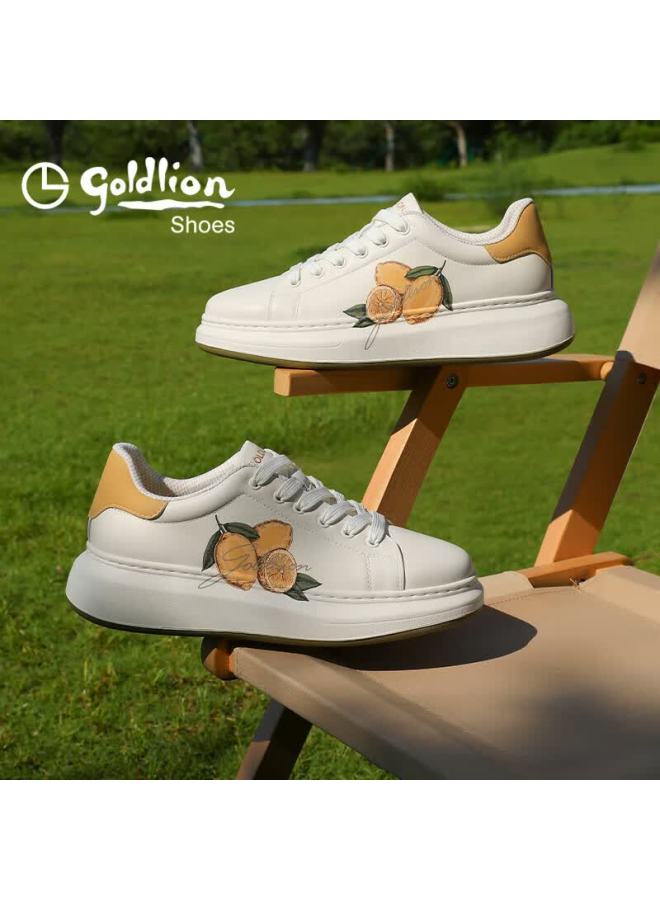 Goldlion Men's Autumn Casual Versatile Sneakers Thick Sole Height Increasing White Yellow G578530305bhe Size 43 - Image 3