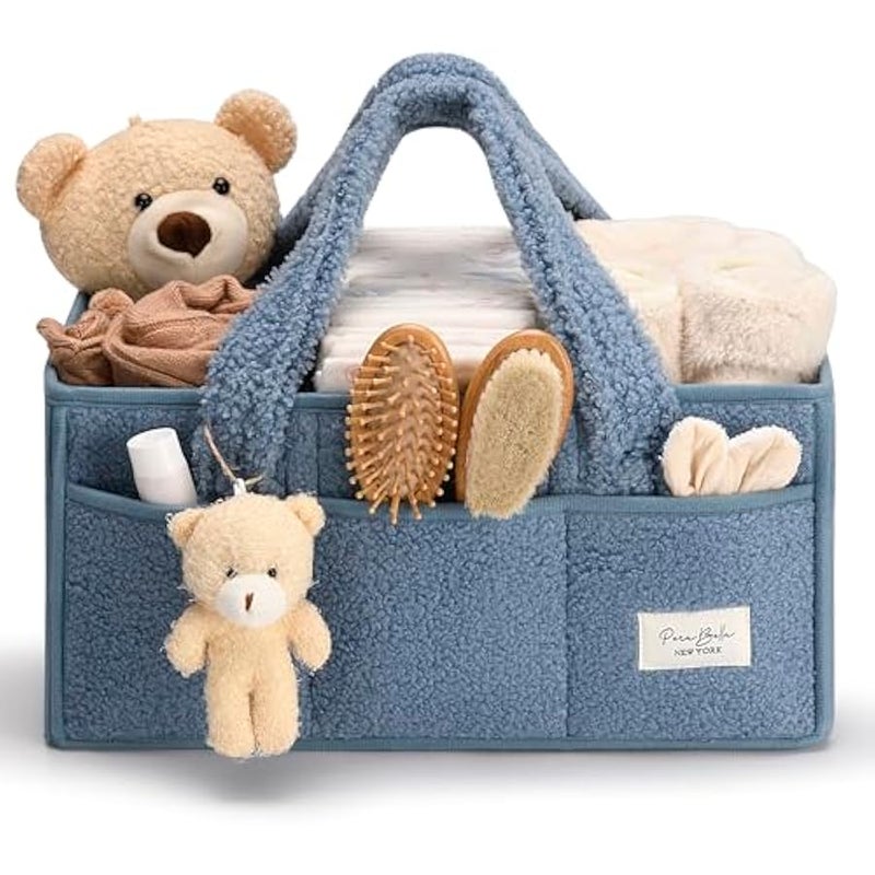 Baby Diaper Caddy Organizer with Handle, Boy u0026 Girl Shower Gift Basket, Portable Diaper Storage Basket Bin for Wipes, Newborn Baby Essentials Registry Search Must Haves, Car Caddy Organizer - Image 1