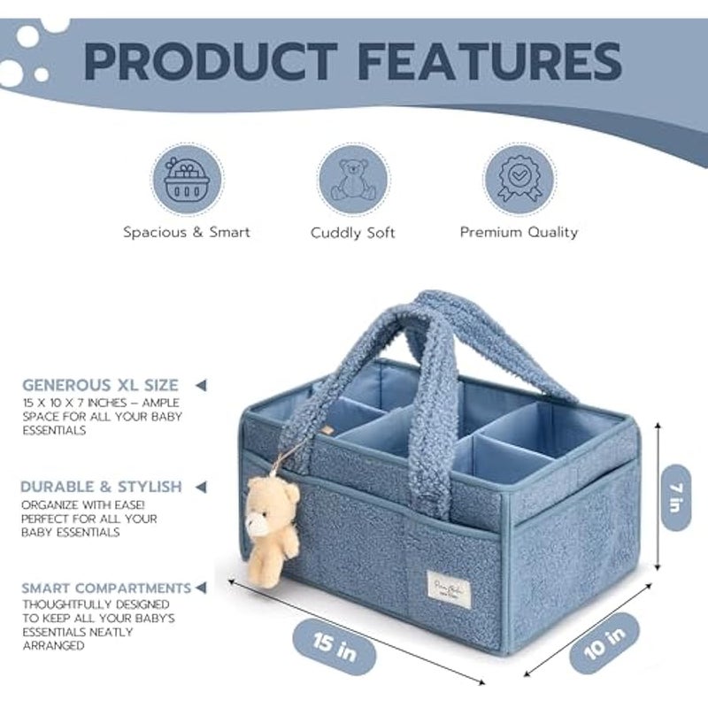 Baby Diaper Caddy Organizer with Handle, Boy u0026 Girl Shower Gift Basket, Portable Diaper Storage Basket Bin for Wipes, Newborn Baby Essentials Registry Search Must Haves, Car Caddy Organizer - Image 4