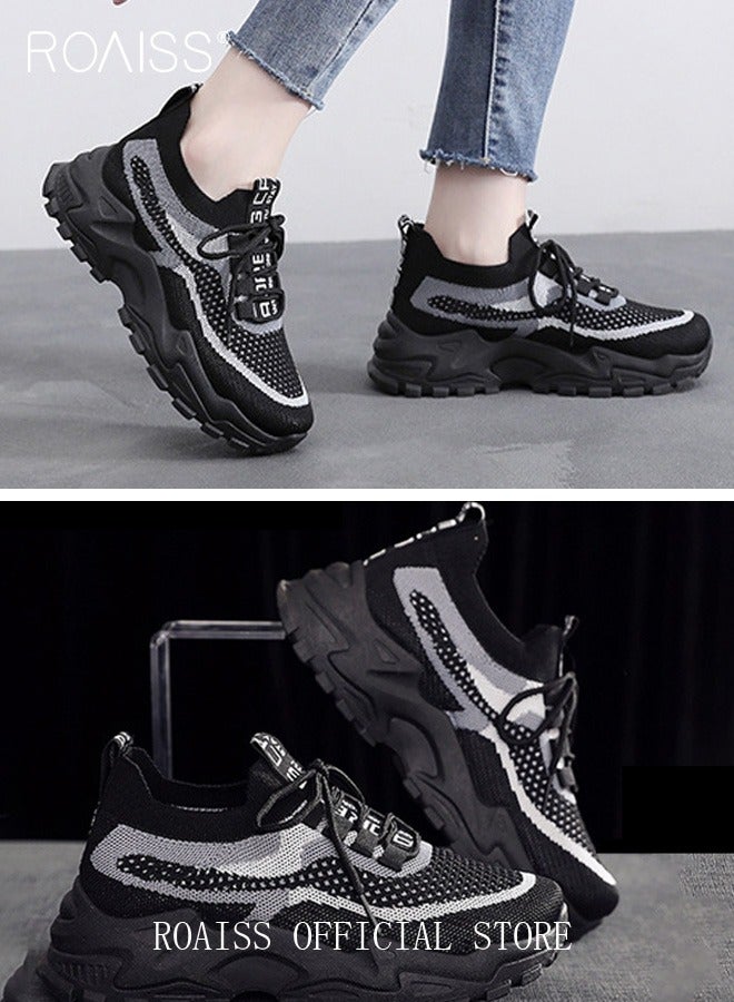 roaiss Colorblock Running Shoes for Women Sneakers Breathable Mesh Surface Trainers Casual Jogging Walking INS Trendy Casual Lightweight Comfy  for Young Ladies Students Teenagers All Seasons Wearable - Image 4