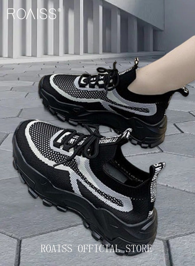 roaiss Colorblock Running Shoes for Women Sneakers Breathable Mesh Surface Trainers Casual Jogging Walking INS Trendy Casual Lightweight Comfy  for Young Ladies Students Teenagers All Seasons Wearable - Image 2