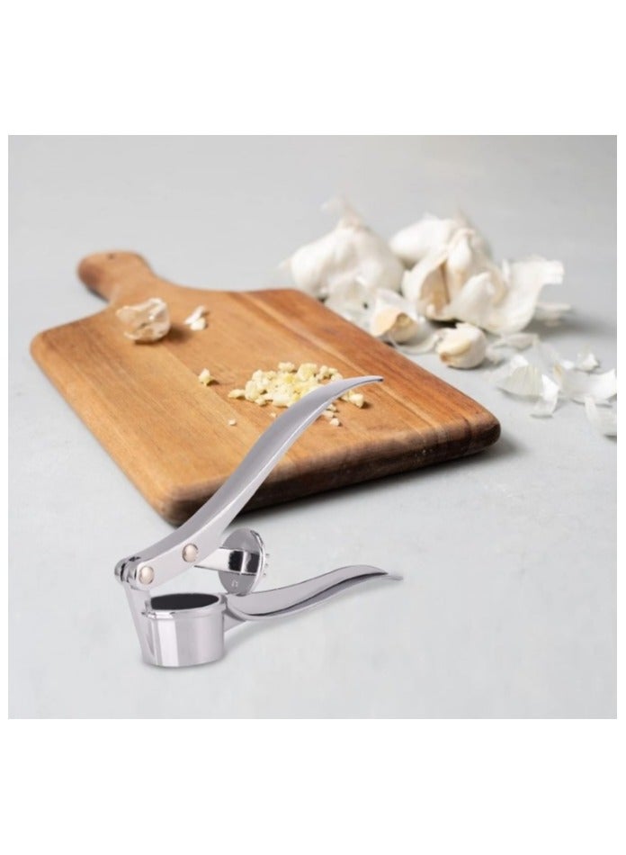 Manual Garlic Press Crusher Stainless Steel - Small Handheld Professional Garlic Mincer for Kitchen - Garlic and Ginger Grinder with Peeler, Durable Heavy Duty Press and Slicer - Multi-Purpose Garlic and Ginger Crusher, Nut and Seed Grinder for Restaurants and Home Kitchens - Easy to Use and Clean - Image 5