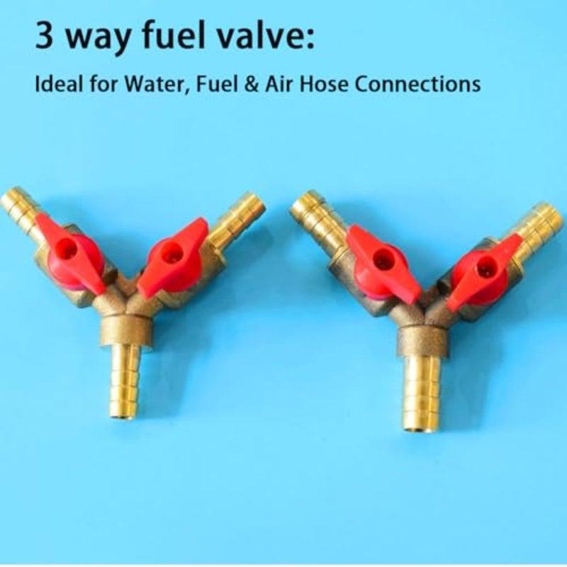 3 Way Y Shaped Gas Fuel Valve, Copper gas splitter with two-way switch and 3 Hand twisted clamp, Gas Divider Pressure Regulator, The switches can be controlled independently - Image 5