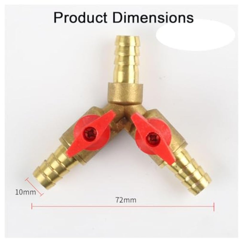 3 Way Y Shaped Gas Fuel Valve, Copper gas splitter with two-way switch and 3 Hand twisted clamp, Gas Divider Pressure Regulator, The switches can be controlled independently - Image 2