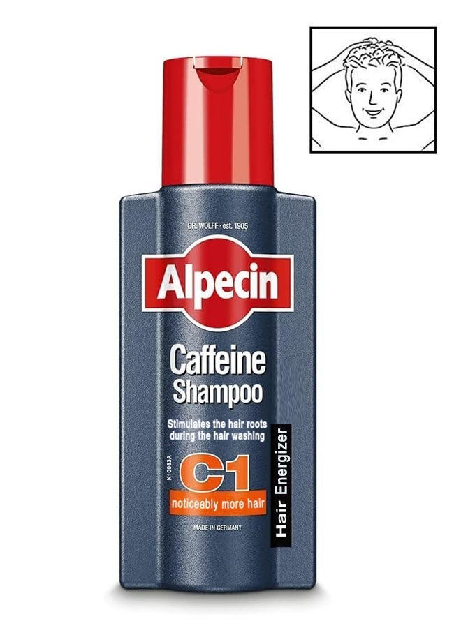 Alpecin C1 Caffeine Shampoo 250ml, Anti Hair Loss Shampoo, Strengthens Hair Roots, Revitalizes Scalp, Reduces Hair Loss and Restores Thick, Healthy Hair Shampoo for All Hair Types - Image 1