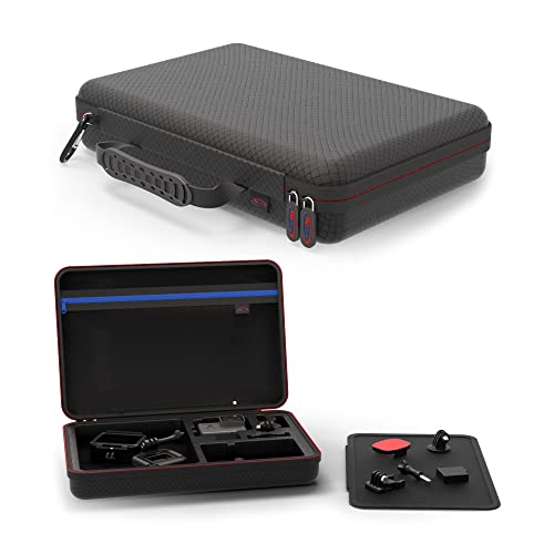 DigiCharge Action Camera Carrying Case for GoPro Lit Hero 13/12/11 Max 2, DJI Osmo Action, Akaso – Shockproof Travel Bag with Foam Compartments & Mesh Pocket – Protective Storage 12x8x2.5 Inches - Image 1