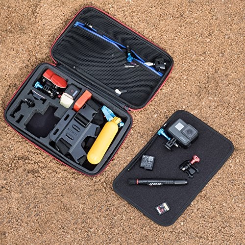 DigiCharge Action Camera Carrying Case for GoPro Lit Hero 13/12/11 Max 2, DJI Osmo Action, Akaso – Shockproof Travel Bag with Foam Compartments & Mesh Pocket – Protective Storage 12x8x2.5 Inches - Image 5