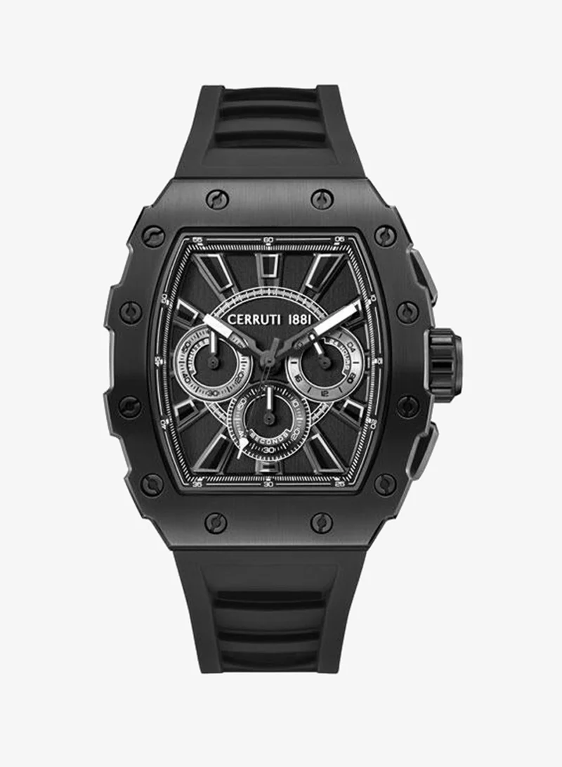 Gubbio 43.5mm Black Dial Silicone Strap Multifunction Watch For Men