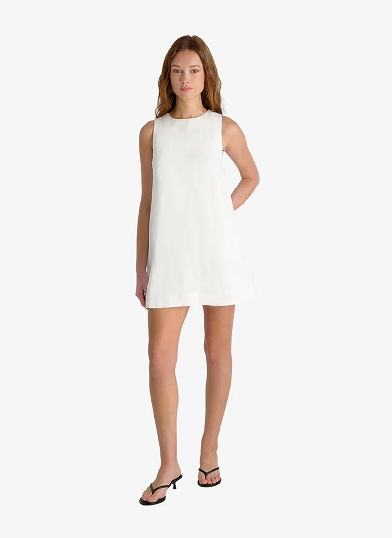 فرنش كونكشن Women's Summer White Cooper Linen Slvls Mini Dress