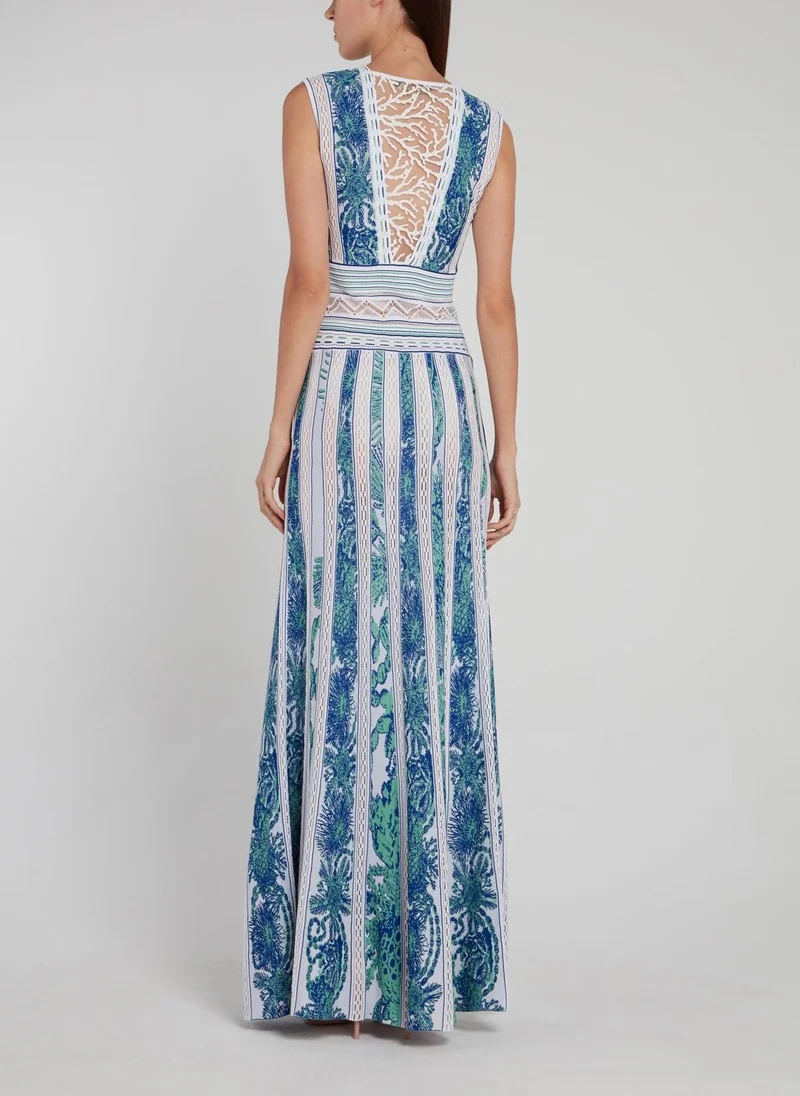 roberto cavalli Blue Crewneck Knitted Dress