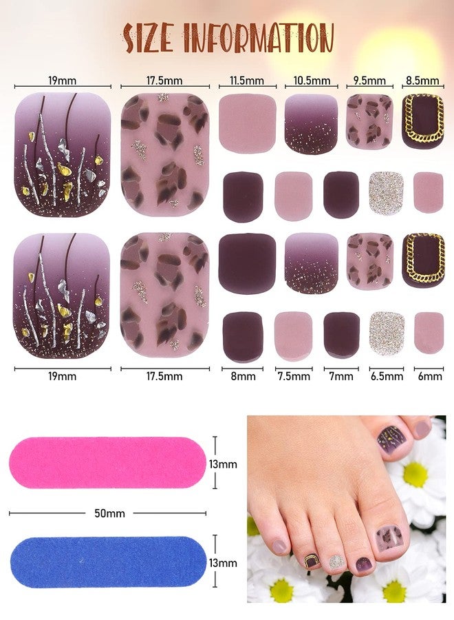 TOROKOM 264 Pieces 12 Sheets Toenail Polish Stickers, TOROKOM 3D Rhinestone Full Toenail Wraps Glass Crystal Adhesive Toenail Art Polish Sticker Toenail Polish Strips Decals for Girl Women - Image 2