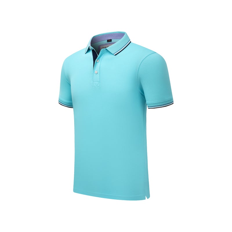 Summer color lapel activity cultural shirt embroidery T-shirt printing logo corporate advertising shirt work clothes custom work clothes Sky Blue 