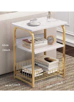 MarlaMall End Table, 3 Tiers Sofa Side Table with Storage Rack, Easy Assembly Nightstand, Very Stable Metal Side Table for Bedroom Living Room, Bathroom and Kitchen  - Image 2