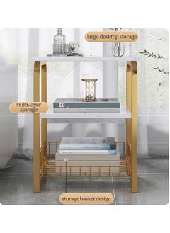MarlaMall End Table, 3 Tiers Sofa Side Table with Storage Rack, Easy Assembly Nightstand, Very Stable Metal Side Table for Bedroom Living Room, Bathroom and Kitchen  - Image 3