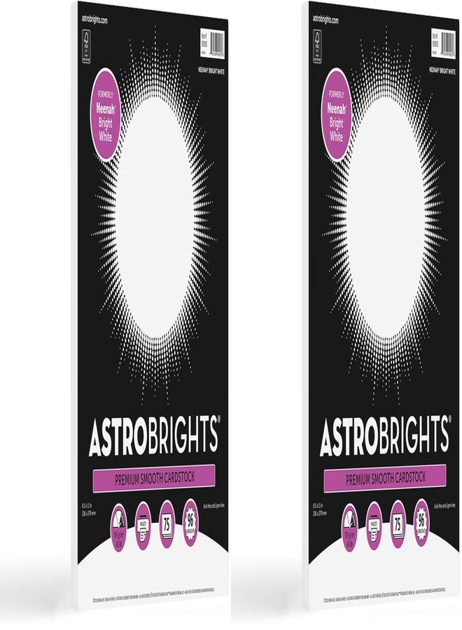 Astrobrights Neenah Bright White Premium Thick Paper Cardstock, White Cardboard, 96 Brightness, 65 lb., 8.5x11 inches, 75-Sheets (90905) (Pack of 2) - Image 1