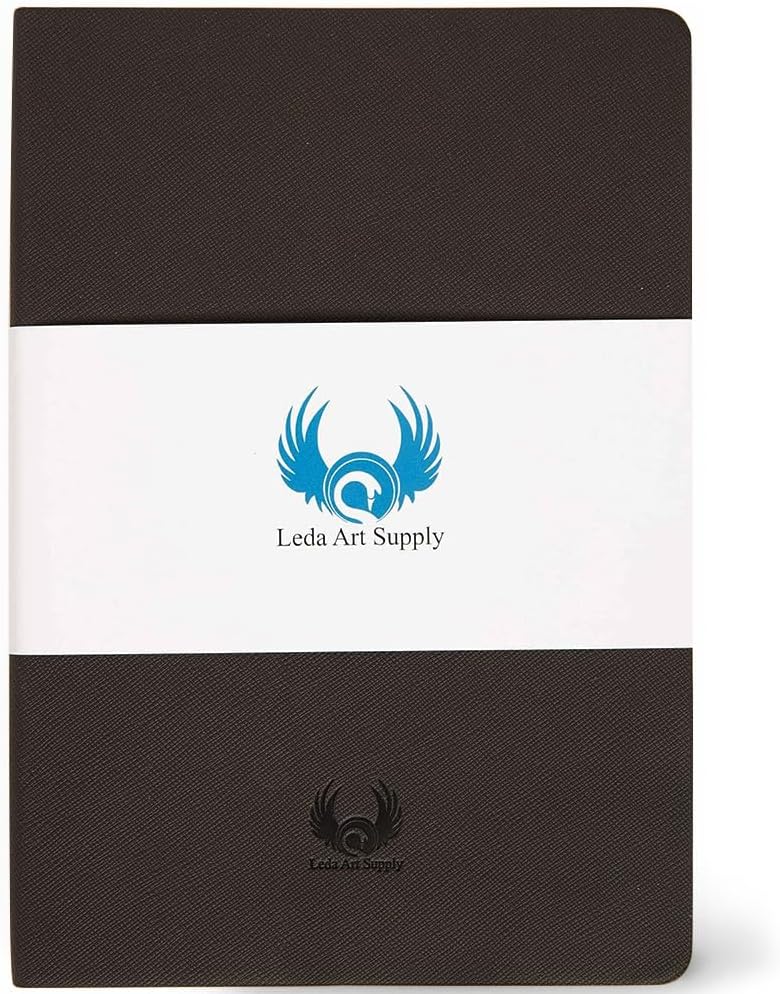 Leda Art Supply دفتر رسم A5، دفتر رسم بغطاء ناعم مسطح للجميع، مثالي للحبر، والألوان المائية، والأقلام، والأقلام الرصاص، 160 صفحة مقاومة للتمزق، الحجم: متوسط - Image 1