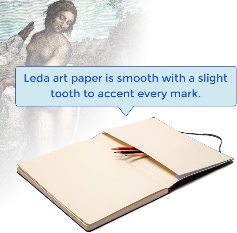 Leda Art Supply دفتر رسم A5، دفتر رسم بغطاء ناعم مسطح للجميع، مثالي للحبر، والألوان المائية، والأقلام، والأقلام الرصاص، 160 صفحة مقاومة للتمزق، الحجم: متوسط - Image 2