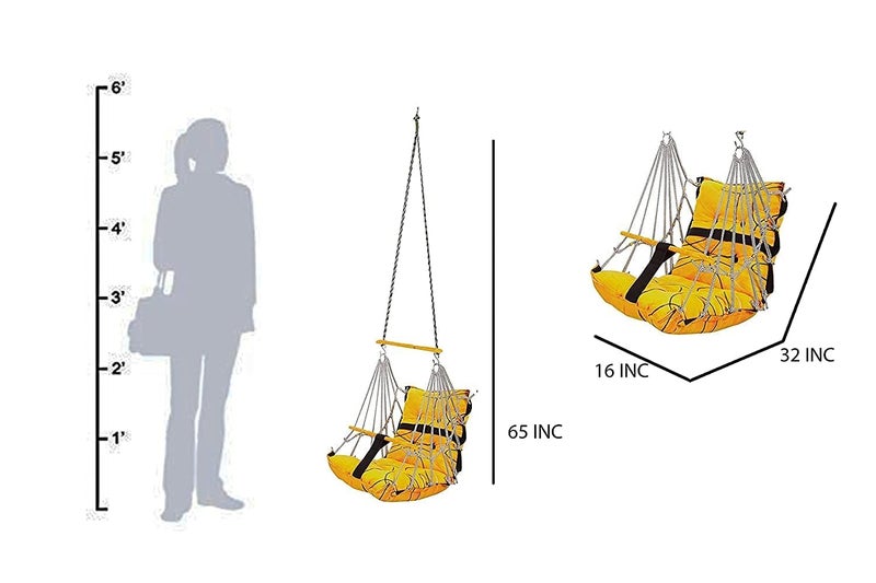 Kesrinplus Cotton Swing Jhula for Kids & Babies (1-5 Years) | Washable & Foldable Hanging Baby Swing Chair with Safety Belt | Indoor & Outdoor Use | Soft Cushioned Hammock | Multicolor | 40 CM - Image 4