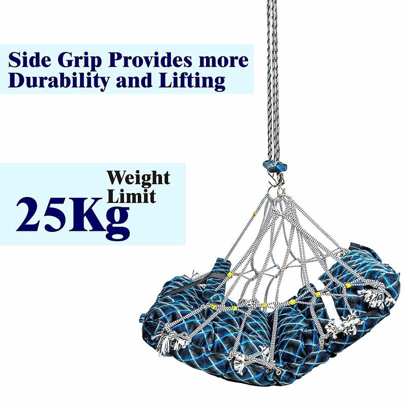 Kesrinplus Cotton Swing Jhula for Kids & Babies (1-5 Years) | Washable & Foldable Hanging Baby Swing Chair with Safety Belt | Indoor & Outdoor Use | Soft Cushioned Hammock | Multicolor | 40 CM - Image 3