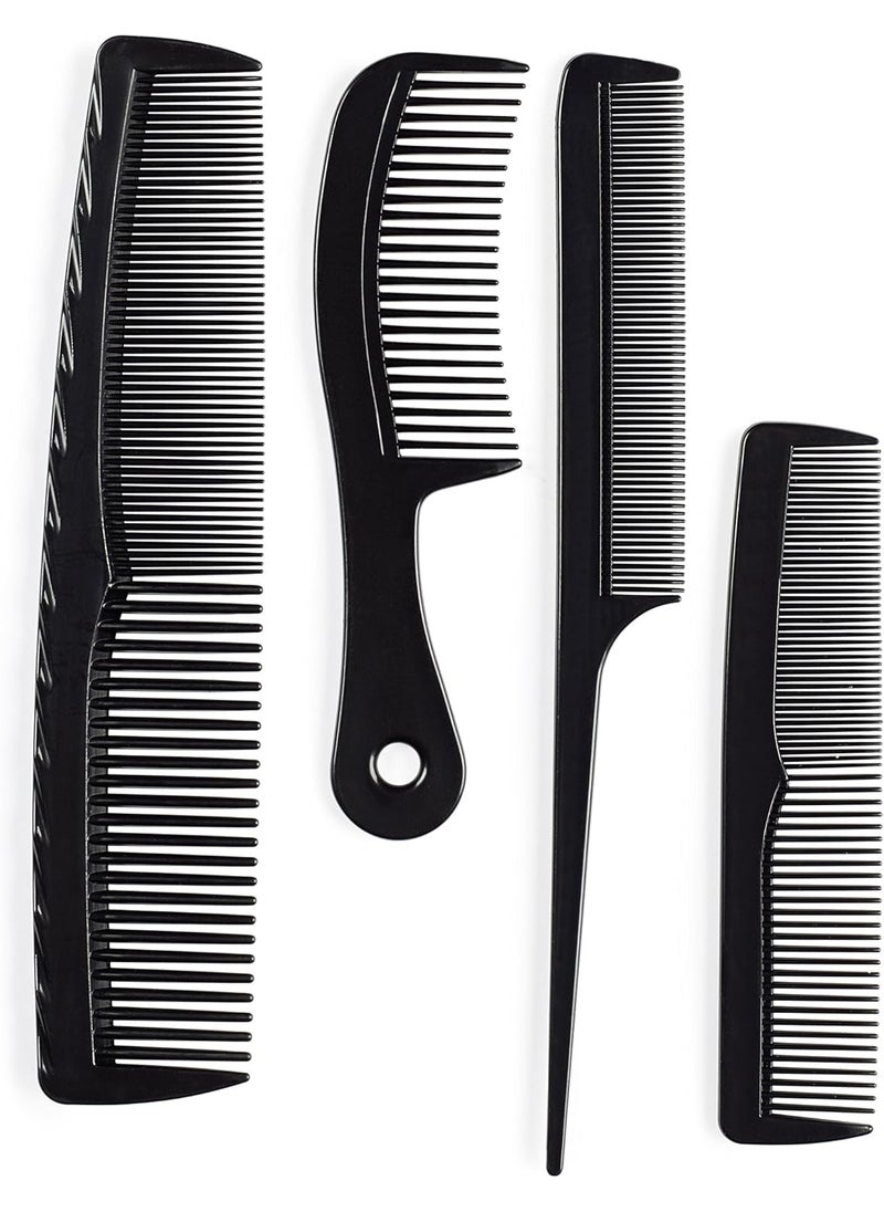 Manicare Family Combs Pack of 4 Hair Combs Tail Comb Pocket Comb Detangling Comb and Cutting Comb for All Hair Types and Lengths AntiStatic Professional Salon Hairdressing Barber Hair Brush 