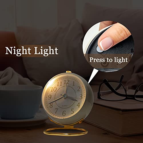 Kadio Classic Table Alarm Analog Clock - White | Battery Operated Silent Non-Ticking Alarm Clock with Backlight HD Glass | Stylish Snooze Clock for Bedroom, Home, Kitchen & Indoor Use, 3 * 4 Inch - Image 3