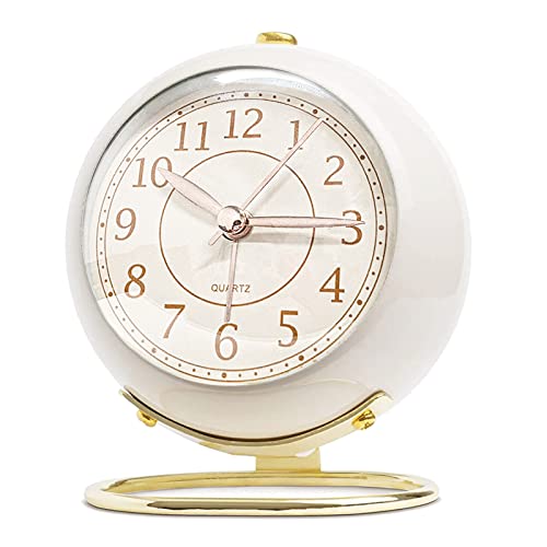 Kadio Classic Table Alarm Analog Clock - White | Battery Operated Silent Non-Ticking Alarm Clock with Backlight HD Glass | Stylish Snooze Clock for Bedroom, Home, Kitchen & Indoor Use, 3 * 4 Inch - Image 1
