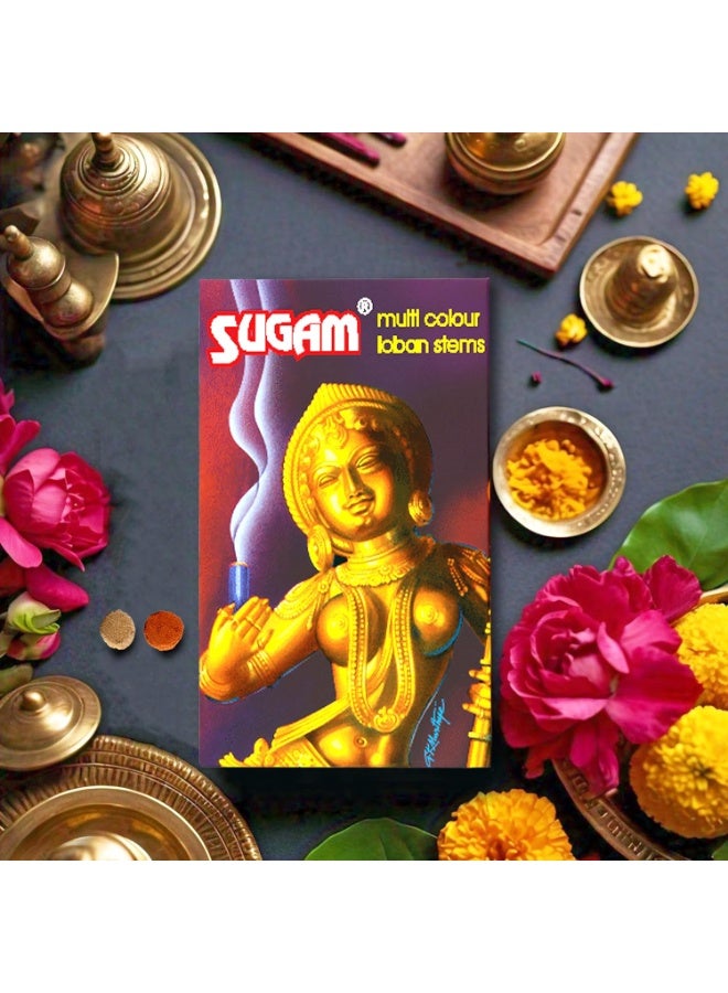 جي تي بخور جي تي سوغام متعدد الألوان مع قطرات اللوز النقي، عبوة واحدة (15 بخورًا في العبوة) / بخور سامبراني، مناسب للعبادة المنزلية والتأمل، عطر عطري وعلاجي للمنزل - Image 4