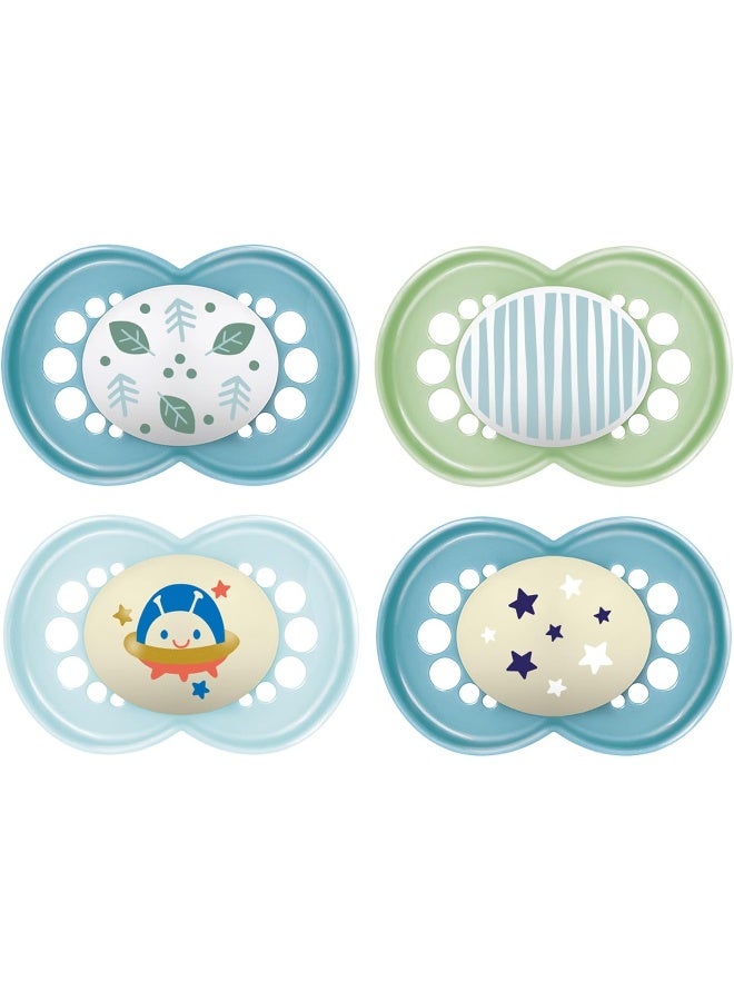 MAM Day & Night Pacifiers, Glow in The Dark Pacifier for Breastfed Babies, 16+ Months, Boy - Image 1
