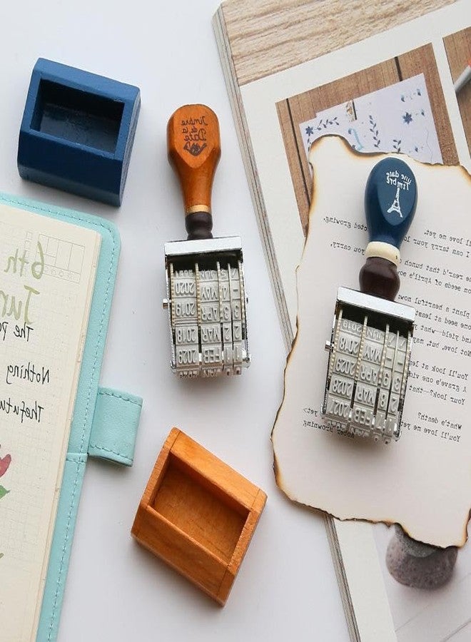 Comimark 2 PCS Vintage Hand-held Wooden Date Stamp Decorative Stamp - Image 4