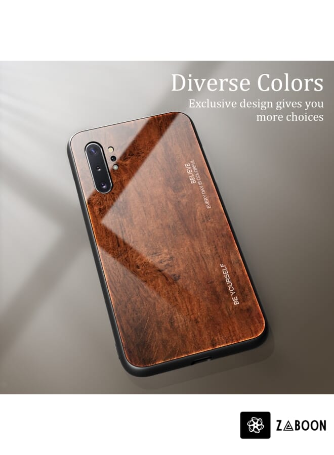 Zaboon Protective Case Cover For Samsung Galaxy Note10+ Wood Grain Tempered Glass + TPU Shockproof Case - Image 2